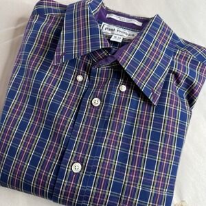 Paul Fredrick Purple plaid Non-Iron button-up shirt Men's Size 16/34